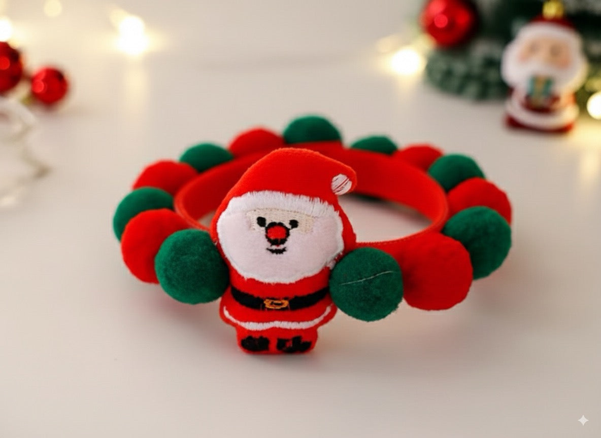 Santa plush Christmas pet collar accessory